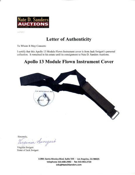 Apollo 13 Flown Instrument Cover & Omega Velcro Watch Strap From Jack Swigert's Estate
