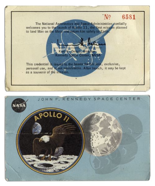 Jack Swigert's Own Ticket to The Launch of Apollo 11 -- ''...the first mission planned to land Man on the Moon and return him safely to Earth...''