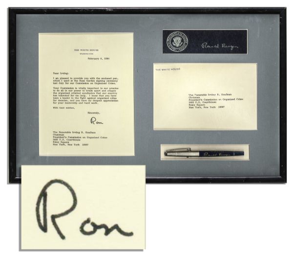 Ronald Reagan Memorabilia Auction Ronald Reagan Personally Owned & Used Pen -- Used to Sign the President's Commission on Organized Crime Important Executive Order