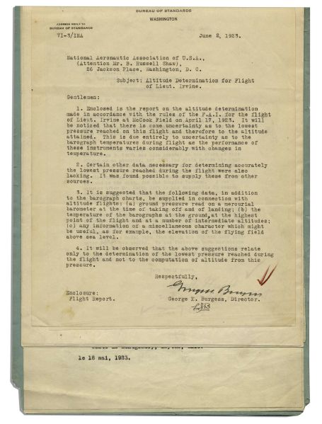 Orville Wright Typed Letter Signed & Document Signed in Type From The National Aeronautic Association -- ''...it was by merest chance that any of us were present at the landing...''