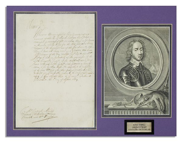 Oliver Cromwell Document Signed -- Regarding the East India Company & Written A Year Before His Death
