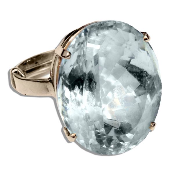 Marlene Dietrich Personally Owned Large Aquamarine Solitaire Ring Set in 18k Gold by Tiffany & Co.