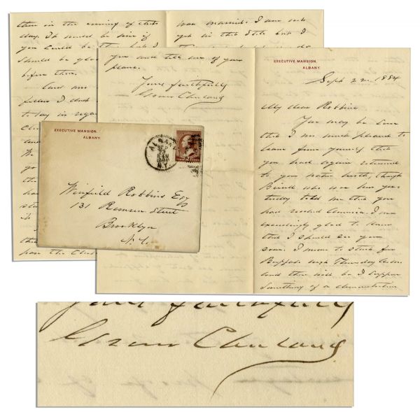 Grover Cleveland Autograph Letter Signed as Governor of New York & Democratic Candidate For President -- on His Bachelorhood -- ''...I shall get married when I please...''
