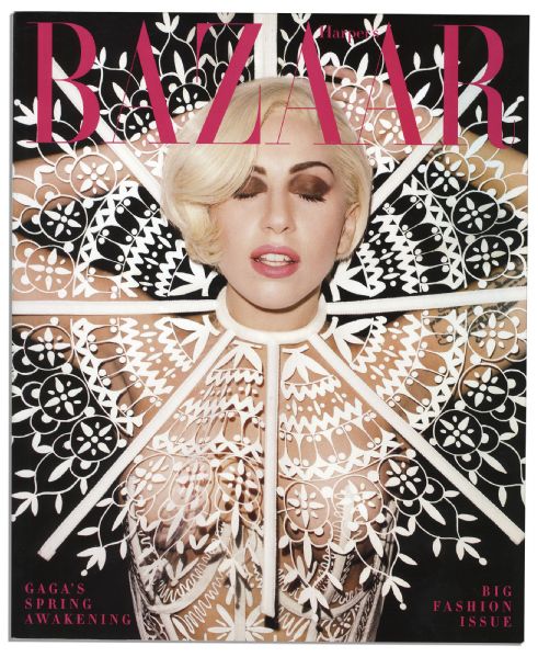 Lady Gaga Worn Emilio Pucci Coat, Pucci Bodysuit & Pucci Python Leather Bag From Her Harper's Bazaar Cover Shoot