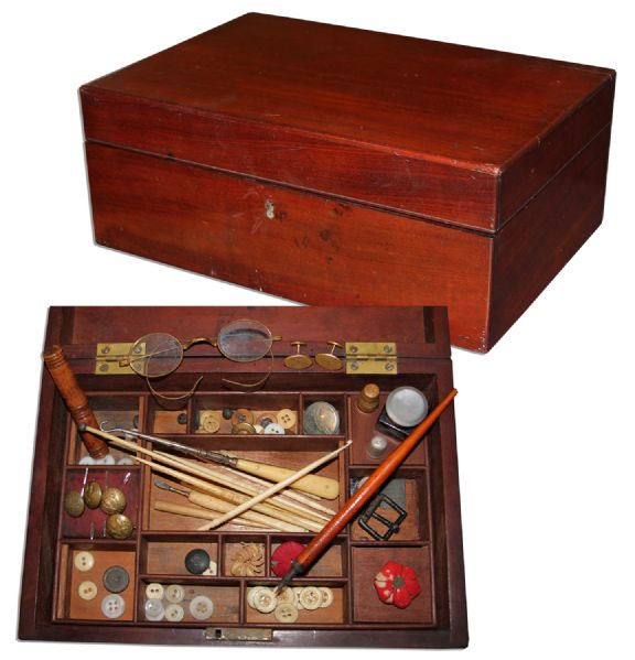 Civil War Era Sewing Box Likely Used in the War -- With Supplies Inside