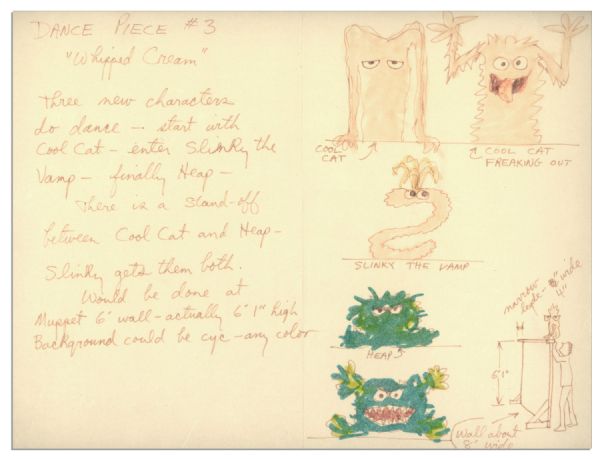 Illustrated Synopsis of an Early Muppets Bit From a 1974 Pitch by Jim Henson -- Henson Presents a Trio of New Characters -- Cool Cat, Slinky The Vamp & Heap