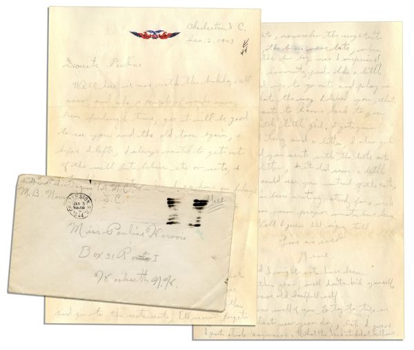 WWII Hero Rene Gagnon Autograph Letter Signed -- ''...only a couple of weeks away from furlough time, gee it will be good to see you and the old town again...''
