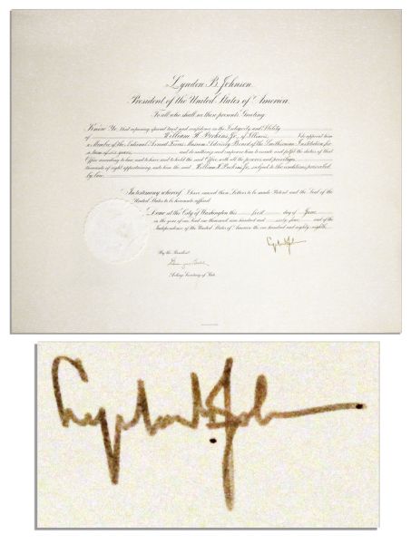 Lyndon B. Johnson 24.5'' x 20.5'' Document Signed as President in 1964 -- With PSA/DNA COA