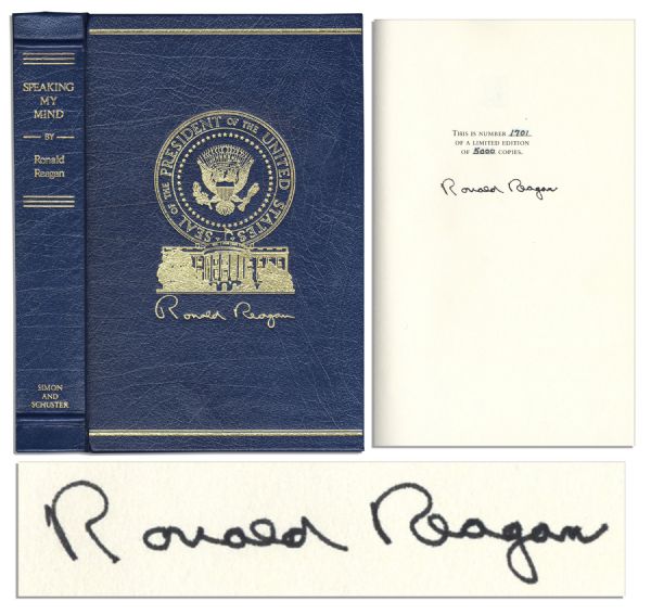 Ronald Reagan Signed Limited Edition of His Speeches ''Speaking My Mind'' -- #1701 of 5000 Copies