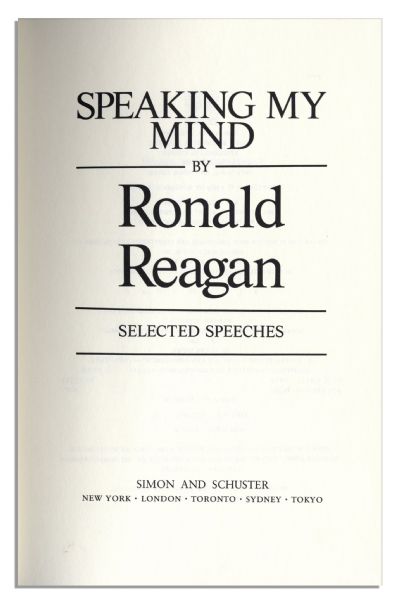 Ronald Reagan Signed Limited Edition of His Speeches ''Speaking My Mind'' -- #1701 of 5000 Copies