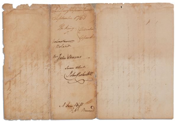1768 Document Signed by DOI Signer William Hooper -- ''...great Damage and against the peace of God and our Sovereign Lord the King his Crown and Dignity...'' -- With JSA COA