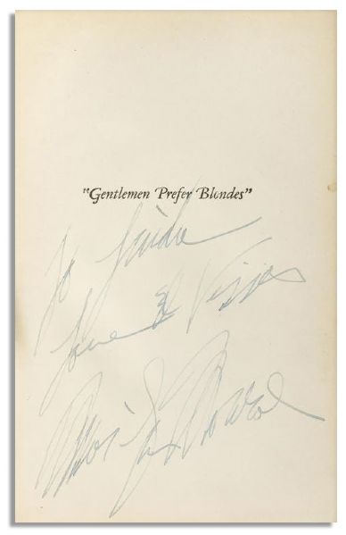 Rare Marilyn Monroe Signed ''Gentlemen Prefer Blondes'' -- The Novel That Inspired Her Most Iconic Role