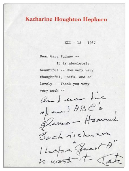 Hollywood & First Lady Letters Signed -- Lot of 10 Signed by Hollywood, Business & Politics Leaders -- Katharine Hepburn, Barbara Walters, Henry Ford & More