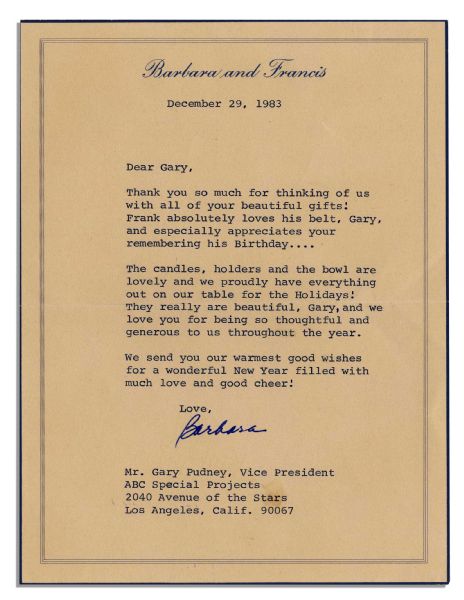 Hollywood & First Lady Letters Signed -- Lot of 10 Signed by Hollywood, Business & Politics Leaders -- Katharine Hepburn, Barbara Walters, Henry Ford & More
