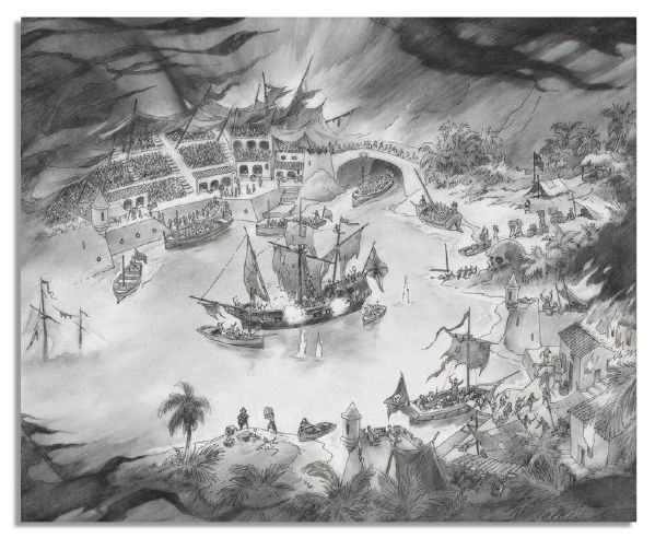 ''Pirates of the Caribbean'' Conceptual Drawing Designed for the 2006 Renovation of the Popular Disneyland Ride