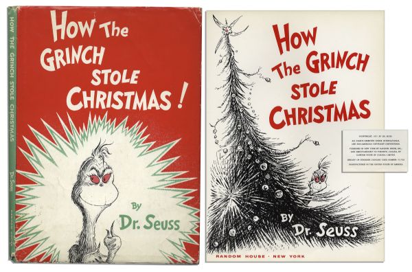 True First Edition, First Printing of ''How The Grinch Stole Christmas'' in Beautiful Condition -- With Well-Preserved Dustjacket