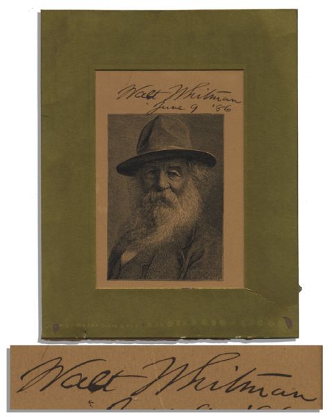 Rare Walt Whitman Signed Portrait Engraving -- With PSA/DNA COA