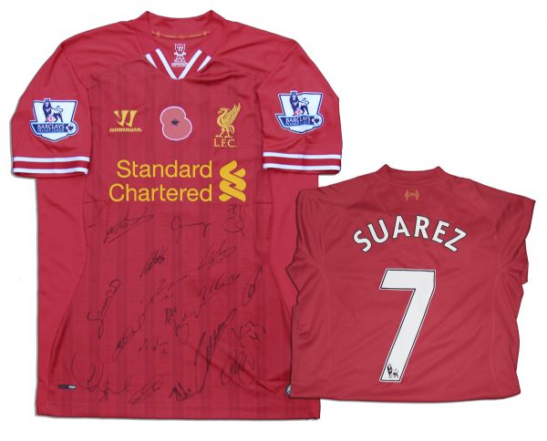 Liverpool's Luis Suarez Match Worn Shirt -- Team Signed