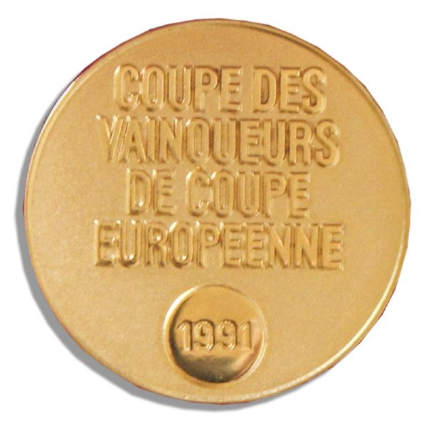 European Cup Winners' Soccer Medal Issued in 1991 to Football Club Manchester United's Mark Robins