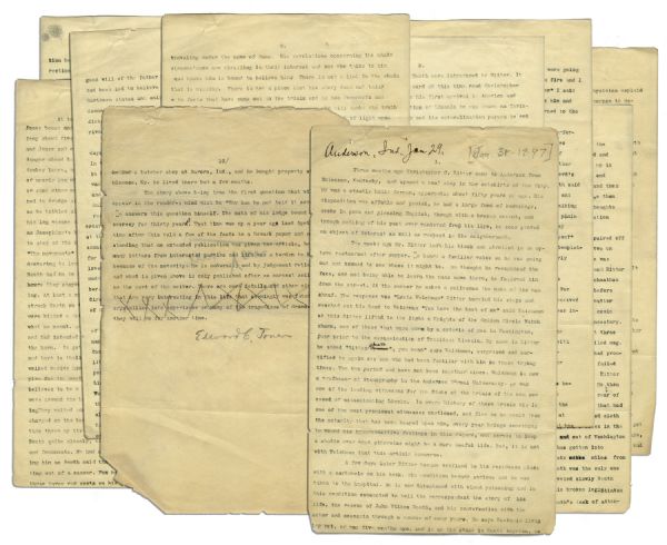 ''Morning Herald'' Indiana Newspaper Draft of a Story That Ran in 1897 -- Claiming John Wilkes Booth Was Still Alive & Had Fled the Country