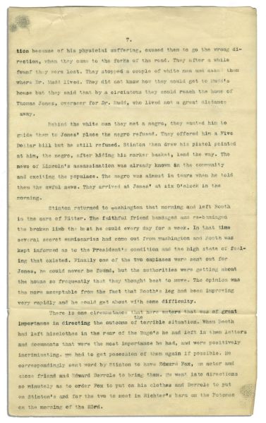 ''Morning Herald'' Indiana Newspaper Draft of a Story That Ran in 1897 -- Claiming John Wilkes Booth Was Still Alive & Had Fled the Country