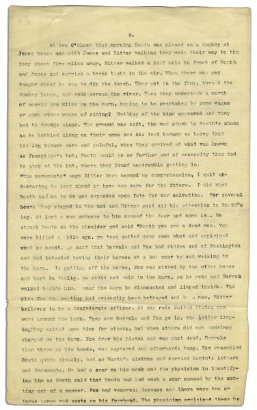 ''Morning Herald'' Indiana Newspaper Draft of a Story That Ran in 1897 -- Claiming John Wilkes Booth Was Still Alive & Had Fled the Country