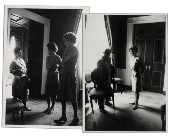 Lot of 8 Photos of Jackie Kennedy Conducting The Famous Kennedy Renovation of The White House