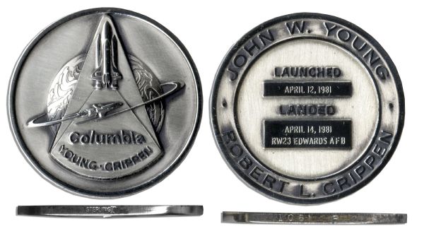 Jack Swigert's Personally Owned Columbia STS-1 Flown Silver Robbins Medal, Serial Number 106