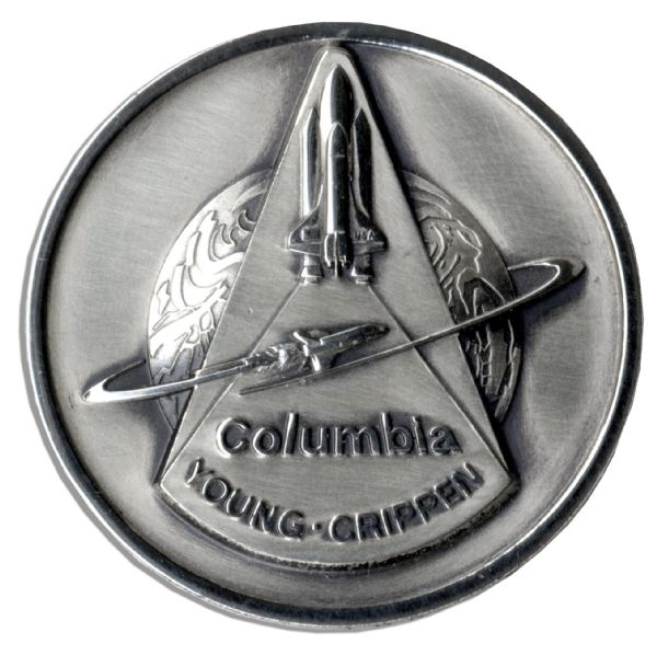 Jack Swigert's Personally Owned Columbia STS-1 Flown Silver Robbins Medal, Serial Number 106
