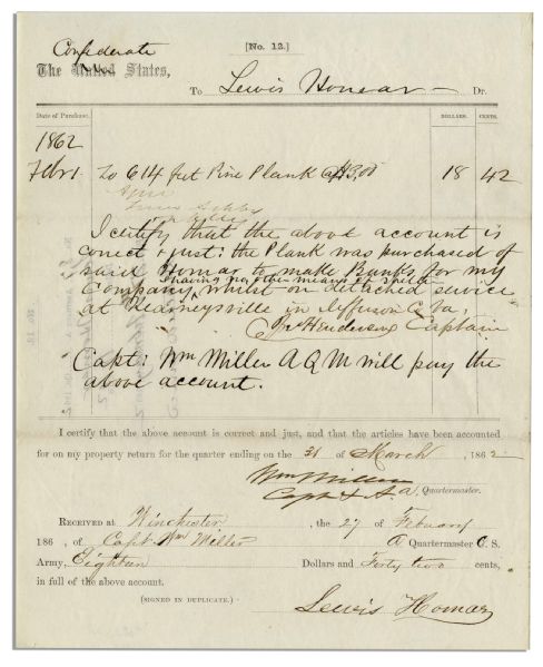Turner Ashby 1862 Confederate Document Signed