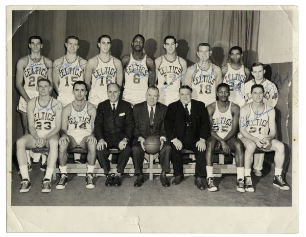 World Champion 1960 Boston Celtics Team Signed 14'' x 11'' Photo -- With PSA/DNA COA