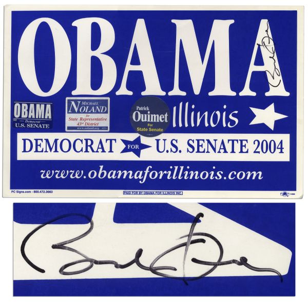 Barack Obama 2004 Yard Sign Signed