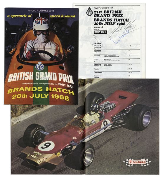 Jochen Rindt, Bruce McLaren, Jackie Oliver, Innes Ireland & Graham Hill 1968 Grand Prix Program Signed