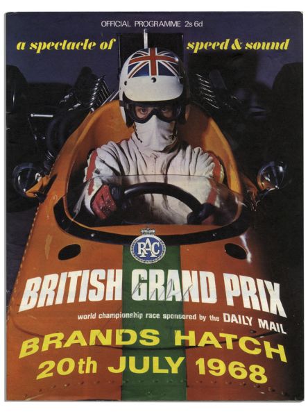 Jochen Rindt, Bruce McLaren, Jackie Oliver, Innes Ireland & Graham Hill 1968 Grand Prix Program Signed