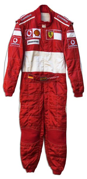 Michael Schumacher Worn Race-Suit From The 2006 British Grand Prix -- Where he Defended His Title as World Champion But Lost to Fernando Alonso