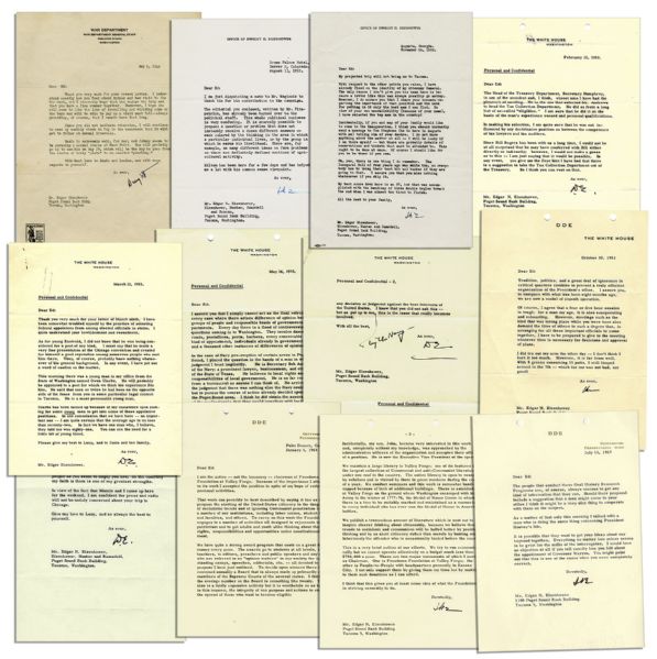 Lot of 10 Dwight Eisenhower Letters Signed -- 5 as President -- ''...Every day there is a flood of controversial questions coming in to Washington...instances of differences of opinion...''