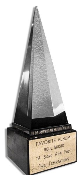 American Music Award auction ''The Temptations'' 1976 American Music Award For ''A Song For You'' as Favorite Album in Soul Music