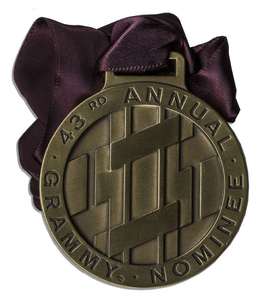 Grammy Nomination Medal From The 43rd Annual Ceremony in 2000 -- With Orignal Tiffany & Co. Pouch to House Medal