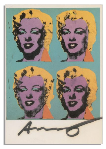 Andy Warhol Signed Postcard of His Famous Marilyn Monroe Diptych