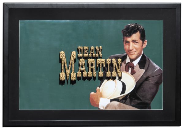 Large Hand-Painted Movie Title Art for Dean Martin in 4 For Texas -- The Only Dean Martin Glass Title Known to Exist
