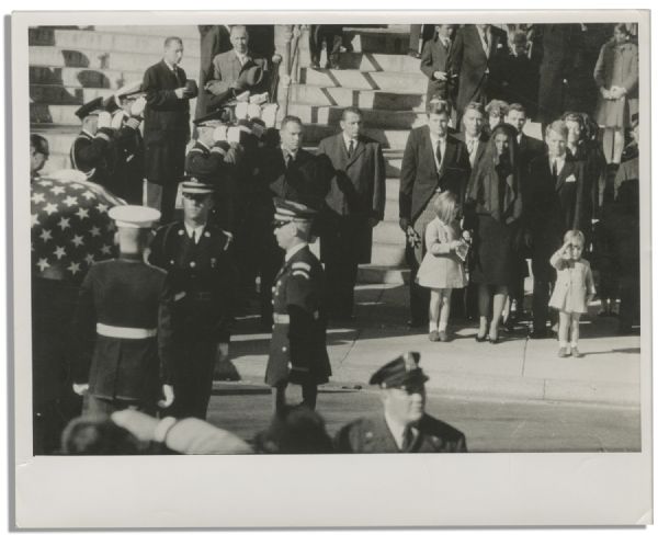 Rare Photo of John F. Kennedy, Jr. Saluting His Father's Horse-Drawn Flag-Draped Casket