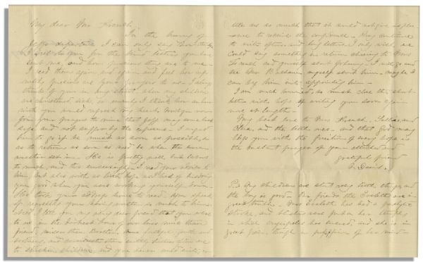Jefferson Davis Manuscript Letter Signed & Varina Davis Autograph Letter Signed -- Each Mentioning President James Buchanan