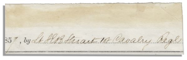 Lauded Confederate Hero J.E.B. Stuart Bold, Early Signature With Rank