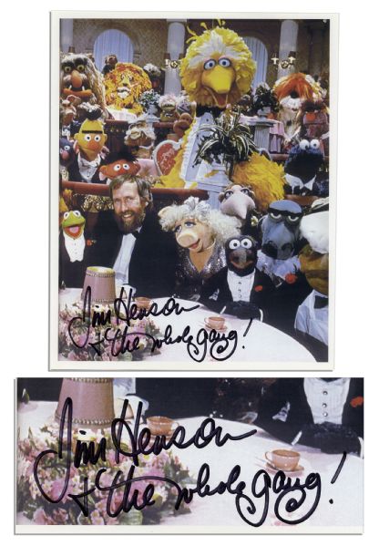 Jim Henson 8'' x 10'' Photo Signed, Posing With His Muppets -- ''Jim Henson + the whole gang!''
