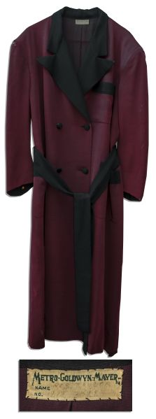 Robert Taylor Worn Burgundy Robe From ''Johnny Eager'' -- With MGM Wardrobe Label