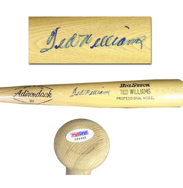 Ted Williams Signed Baseball Bat -- With PSA/DNA COA