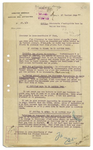 French Egyptologist Pierre Lacau Typed Letter Signed Regarding the Excavation of King Tut's Tomb in 1923