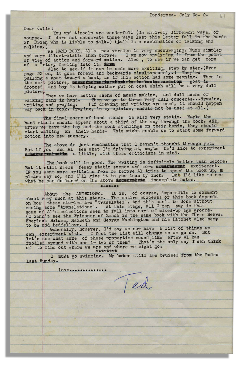 Dr. Seuss Autograph Dr. Seuss Typed Letter Signed With Literary Content -- Seuss Critiques Two Books at Length