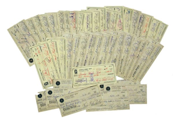 Lot of 45 Checks Signed by Charles ''Bubba'' Smith, Written Entirely in His Hand -- All Signed With His Name & Nickname, ''Charles Bubba Smith'' -- Very Good Condition