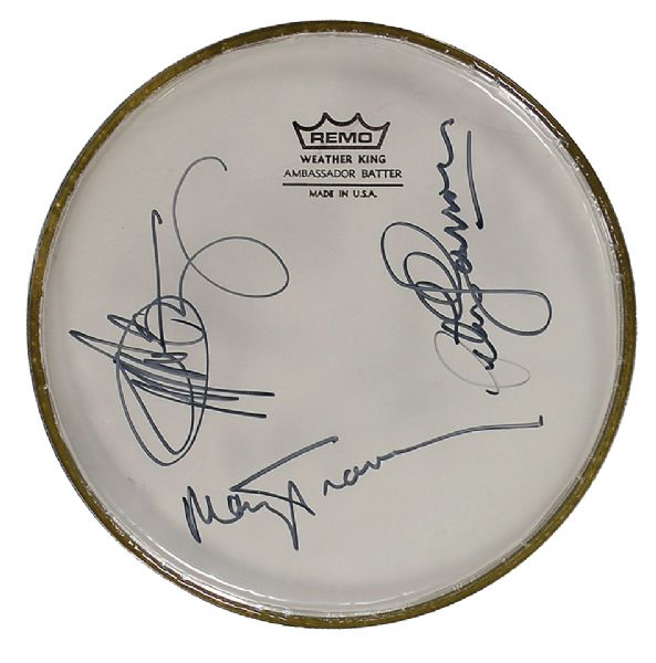 Peter, Paul and Mary Signed Drumhead  -- Signed by All Three Members of the Folk Trio